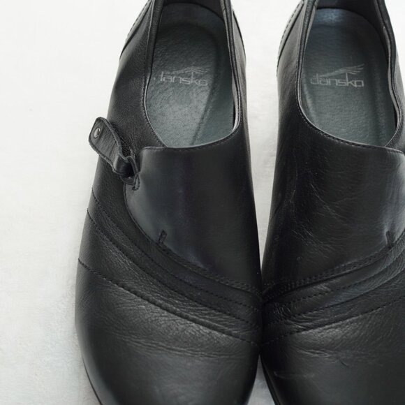 Dansko Black Leather Slip-On Comfort Shoes Size 41 Orthotic Workwear Clogs - Picture 3 of 12
